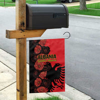 Albania Eagle Garden Flag Red Poppy Flowers - Wonder Print Shop