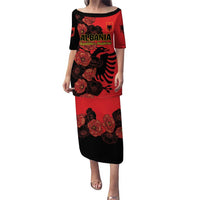 Personalised Albania Eagle Puletasi Red Poppy Flowers - Wonder Print Shop