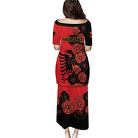 Personalised Albania Eagle Puletasi Red Poppy Flowers - Wonder Print Shop