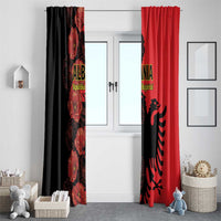 Albania Eagle Window Curtain Red Poppy Flowers - Wonder Print Shop