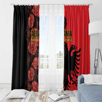 Albania Eagle Window Curtain Red Poppy Flowers - Wonder Print Shop