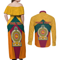 Sri Lanka Independence Day Couples Matching Off Shoulder Maxi Dress and Long Sleeve Button Shirt Golden Lion Sinha Flag Style - Wonder Print Shop
