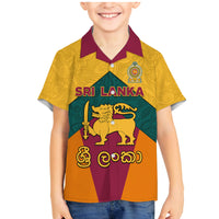 Sri Lanka Independence Day Family Matching Mermaid Dress and Hawaiian Shirt Golden Lion Sinha Flag Style - Wonder Print Shop