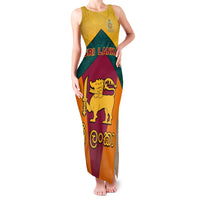 Sri Lanka Independence Day Family Matching Tank Maxi Dress and Hawaiian Shirt Golden Lion Sinha Flag Style - Wonder Print Shop