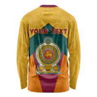 Sri Lanka Independence Day Long Sleeve Shirt Golden Lion Sinha Flag Style - Wonder Print Shop