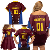 Venezuela Basketball Custom Family Matching Off Shoulder Short Dress and Hawaiian Shirt La Vinotinto de las alturas