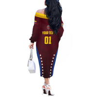 Venezuela Basketball Custom Off The Shoulder Long Sleeve Dress La Vinotinto de las alturas