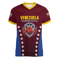 Venezuela Basketball Custom Women V-Neck T-Shirt La Vinotinto de las alturas