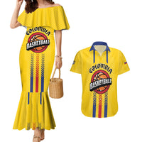 Colombia Basketball Custom Couples Matching Mermaid Dress and Hawaiian Shirt Vamos Colombiana
