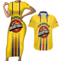 Colombia Basketball Custom Couples Matching Short Sleeve Bodycon Dress and Hawaiian Shirt Vamos Colombiana