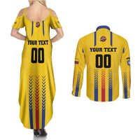 Colombia Basketball Custom Couples Matching Summer Maxi Dress and Long Sleeve Button Shirt Vamos Colombiana