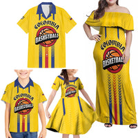 Colombia Basketball Custom Family Matching Off Shoulder Maxi Dress and Hawaiian Shirt Vamos Colombiana