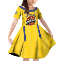 Colombia Basketball Custom Family Matching Off Shoulder Short Dress and Hawaiian Shirt Vamos Colombiana