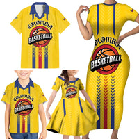 Colombia Basketball Custom Family Matching Short Sleeve Bodycon Dress and Hawaiian Shirt Vamos Colombiana