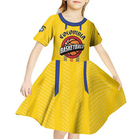 Colombia Basketball Custom Kid Short Sleeve Dress Vamos Colombiana