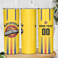 Colombia Basketball Custom Skinny Tumbler Vamos Colombiana
