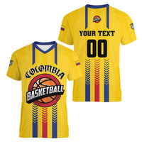Colombia Basketball Custom Women V-Neck T-Shirt Vamos Colombiana