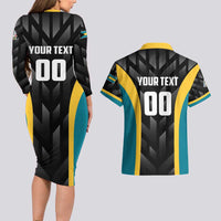 Bahamas Basketball Custom Couples Matching Long Sleeve Bodycon Dress and Hawaiian Shirt Team Bahamas Come On