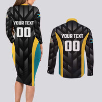 Bahamas Basketball Custom Couples Matching Long Sleeve Bodycon Dress and Long Sleeve Button Shirt Team Bahamas Come On