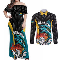 Bahamas Basketball Custom Couples Matching Off Shoulder Maxi Dress and Long Sleeve Button Shirt Team Bahamas Come On