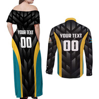 Bahamas Basketball Custom Couples Matching Off Shoulder Maxi Dress and Long Sleeve Button Shirt Team Bahamas Come On