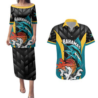 Bahamas Basketball Custom Couples Matching Puletasi and Hawaiian Shirt Team Bahamas Come On