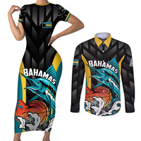 Bahamas Basketball Custom Couples Matching Short Sleeve Bodycon Dress and Long Sleeve Button Shirt Team Bahamas Come On