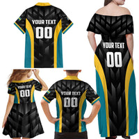 Bahamas Basketball Custom Family Matching Off Shoulder Maxi Dress and Hawaiian Shirt Team Bahamas Come On