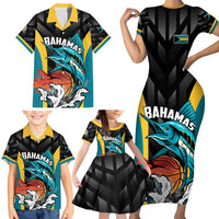 Bahamas Basketball Custom Family Matching Short Sleeve Bodycon Dress and Hawaiian Shirt Team Bahamas Come On