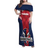 Panama Basketball Custom Family Matching Off Shoulder Maxi Dress and Hawaiian Shirt Panama Go Champion