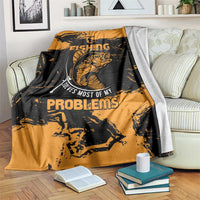 Fishing Solves Most of My Problems Blanket Grunge Style