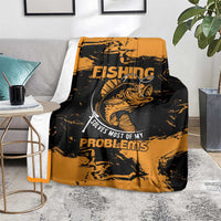 Fishing Solves Most of My Problems Blanket Grunge Style