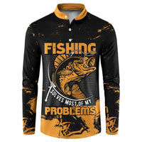 Personalized Fishing Solves Most of My Problems Button Sweatshirt Grunge Style