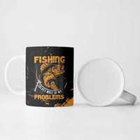 Fishing Solves Most of My Problems Ceramic Mug Grunge Style