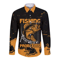 Personalized Fishing Solves Most of My Problems Long Sleeve Button Shirt Grunge Style