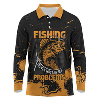 Personalized Fishing Solves Most of My Problems Long Sleeve Polo Shirt Grunge Style