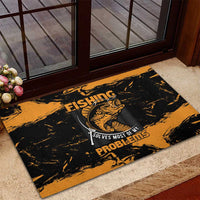 Fishing Solves Most of My Problems Rubber Doormat Grunge Style