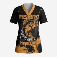 Personalized Fishing Solves Most of My Problems Scrub Top Grunge Style