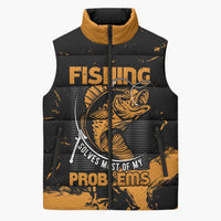 Personalized Fishing Solves Most of My Problems Sleeveless Puffer Jacket Grunge Style