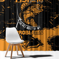 Fishing Solves Most of My Problems Window Curtain Grunge Style
