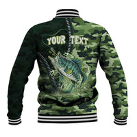 Personalized Bass Fishing Camouflage Baseball Jacket Zipper Stylized
