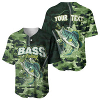 Personalized Bass Fishing Camouflage Baseball Jersey Zipper Stylized