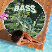 Bass Fishing Camouflage Beach Blanket Zipper Stylized
