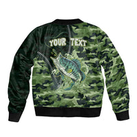 Personalized Bass Fishing Camouflage Bomber Jacket Zipper Stylized