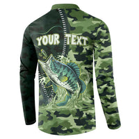 Personalized Bass Fishing Camouflage Button Sweatshirt Zipper Stylized