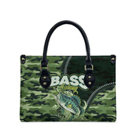 Bass Fishing Camouflage Leather Bag Zipper Stylized
