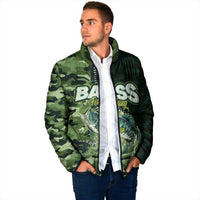 Personalized Bass Fishing Camouflage Padded Jacket Zipper Stylized