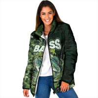 Personalized Bass Fishing Camouflage Padded Jacket Zipper Stylized