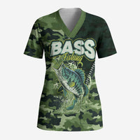 Personalized Bass Fishing Camouflage Scrub Top Zipper Stylized