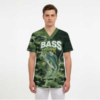 Personalized Bass Fishing Camouflage Scrub Top Zipper Stylized
